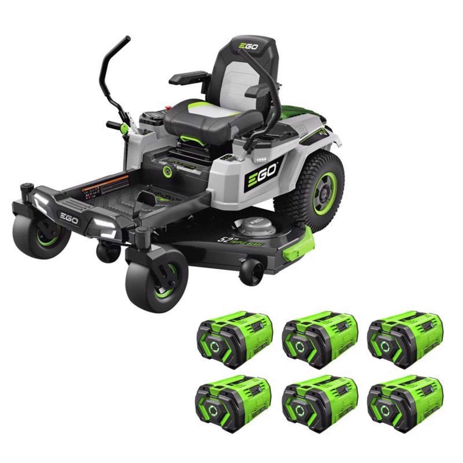 52 Inch 56V Battery Zero Turn Riding Mower Kit with 6 Batteries