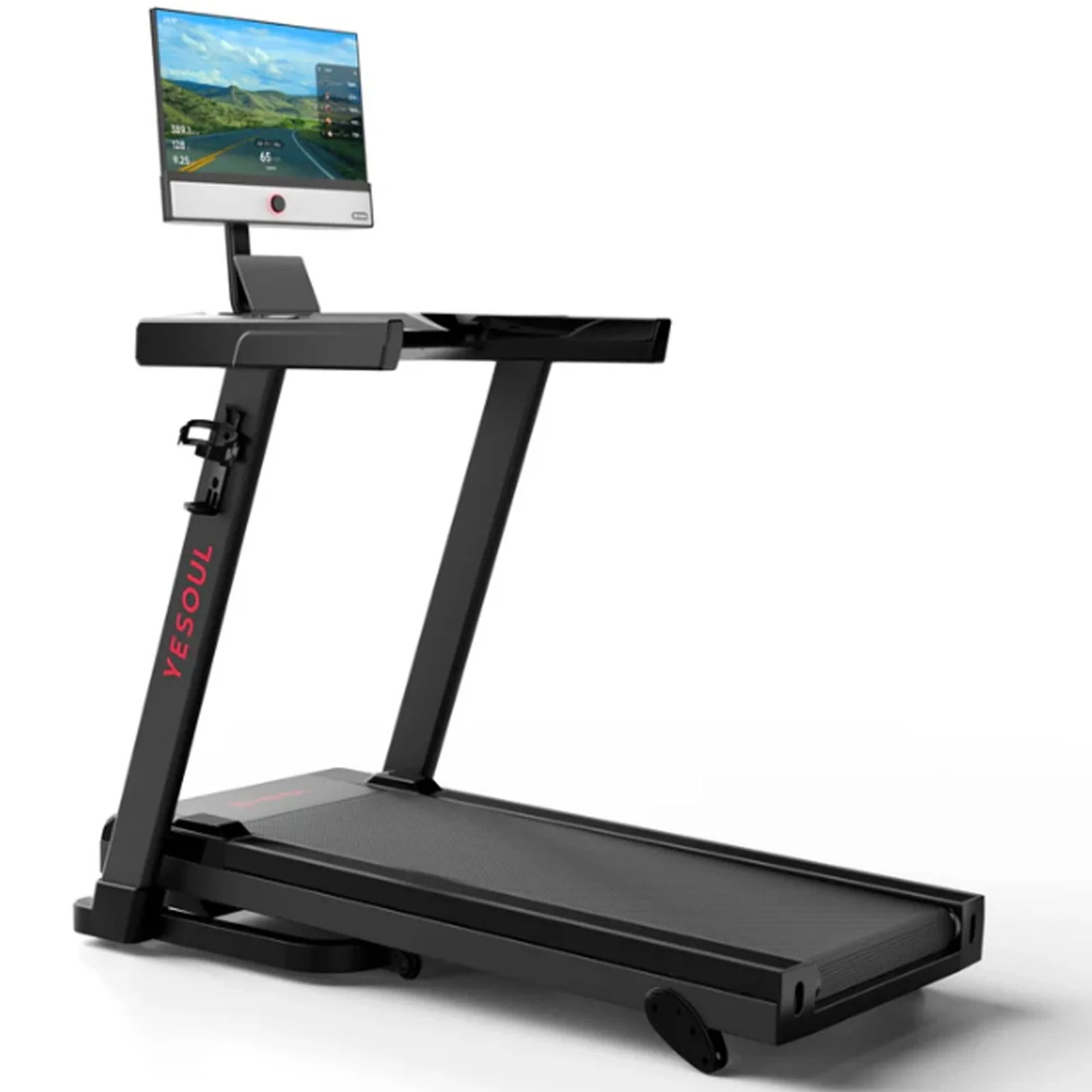 Smart Folding Treadmill with 21.5 Inch Touchscreen and 3-Level Incline