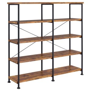 Analiese 4-Shelf Open Bookcase – Antique Nutmeg