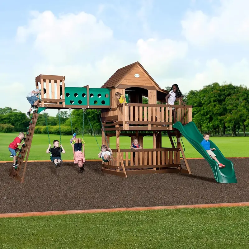 Cedar Wooden Swing Set Playset
