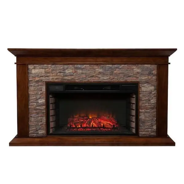 60 Inch Simulated Stone Electric Fireplace