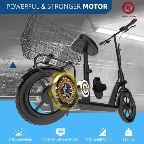 650W Long Range Electric Scooter with Dual Suspension, 22 MPH - Image 4
