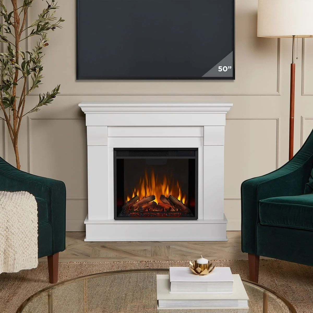Electric Fireplace with Mantel - Image 3