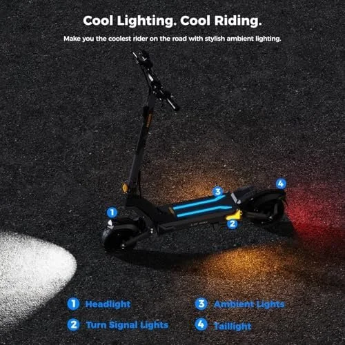 2000W Dual Motor Off-Road Folding Electric Scooter, 40 MPH, 56 Mile Range