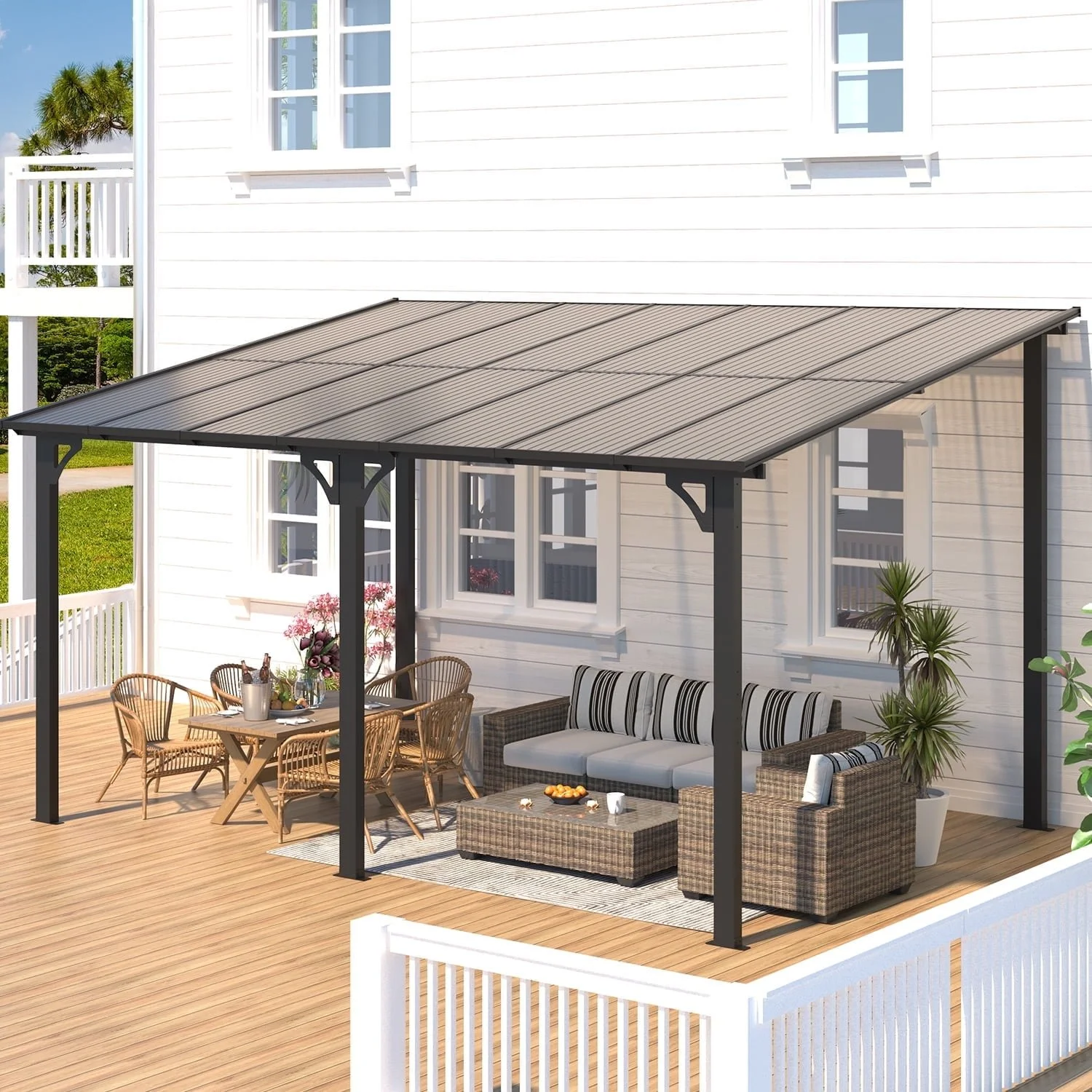 10 x 14 ft Aluminum Patio Cover, Dark Gray