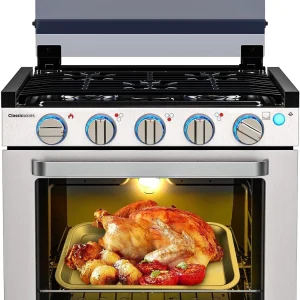 21 Inch RV Gas Range Oven with 3-Burner Cooktop