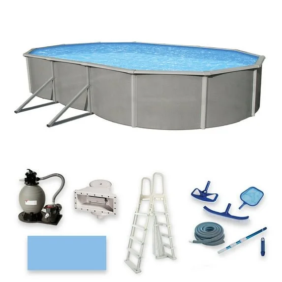 12 x 24 ft Oval 52 Inch Deep Metal Wall Swimming Pool Package