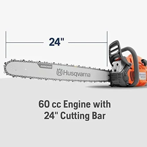 24 Inch 60.3cc Gas Powered Chainsaw with Adjustable Oil Pump
