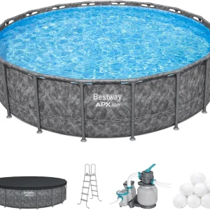 18 ft x 52 Inch Round Above Ground Pool Set with Pump and Ladder