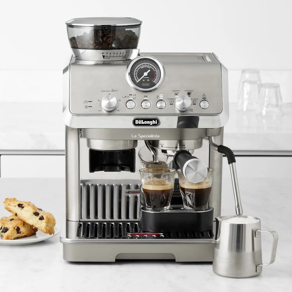 Espresso Machine with Grinder, Brushed Stainless Steel