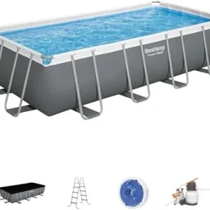 18 x 9 ft x 48 Inch Rectangular Above Ground Pool Set with Filter Pump, Ladder and Cover
