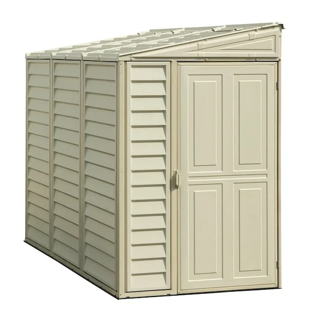4 x 8 ft Lean-To Vinyl Storage Shed, Off-White - Image 4