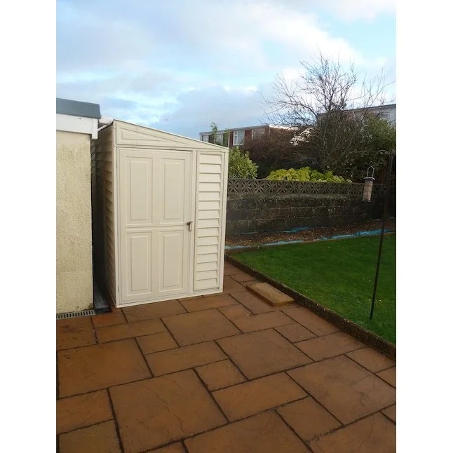 4 x 8 ft Lean-To Vinyl Storage Shed, Off-White - Image 2