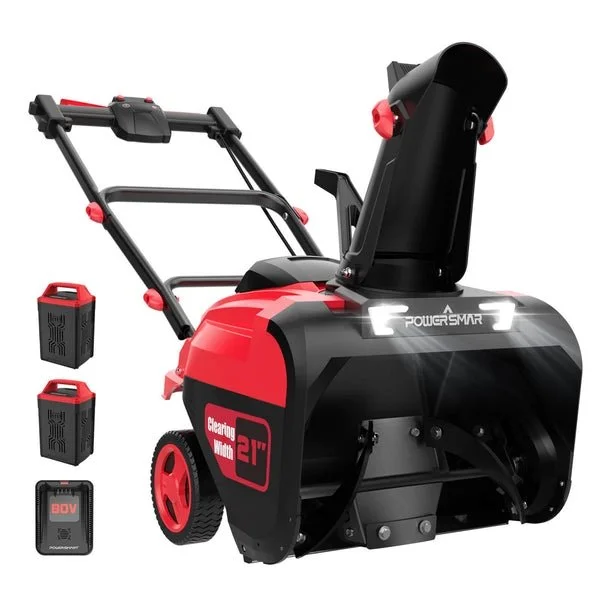 80V 21 Inch Cordless Snow Blower with 2 Batteries and Chargers