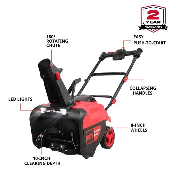 80V 21 Inch Cordless Snow Blower with 2 Batteries and Chargers - Image 2