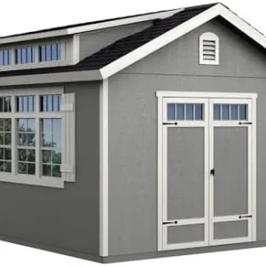 10 x 12 ft DIY Wooden Storage Shed with Floor, Beige