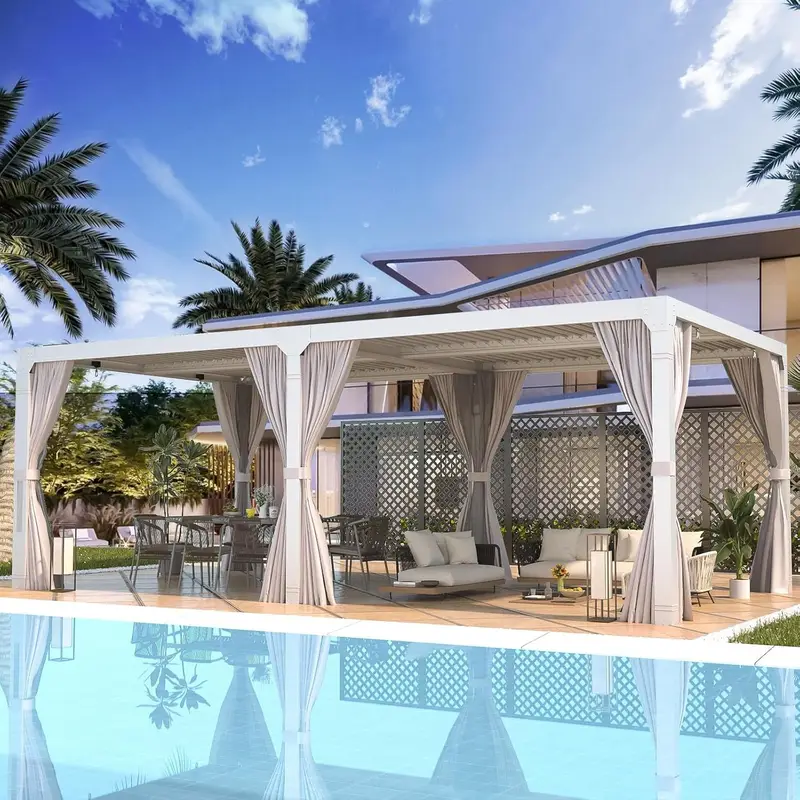 12 x 24 ft Outdoor Louvered Pergola Gazebo
