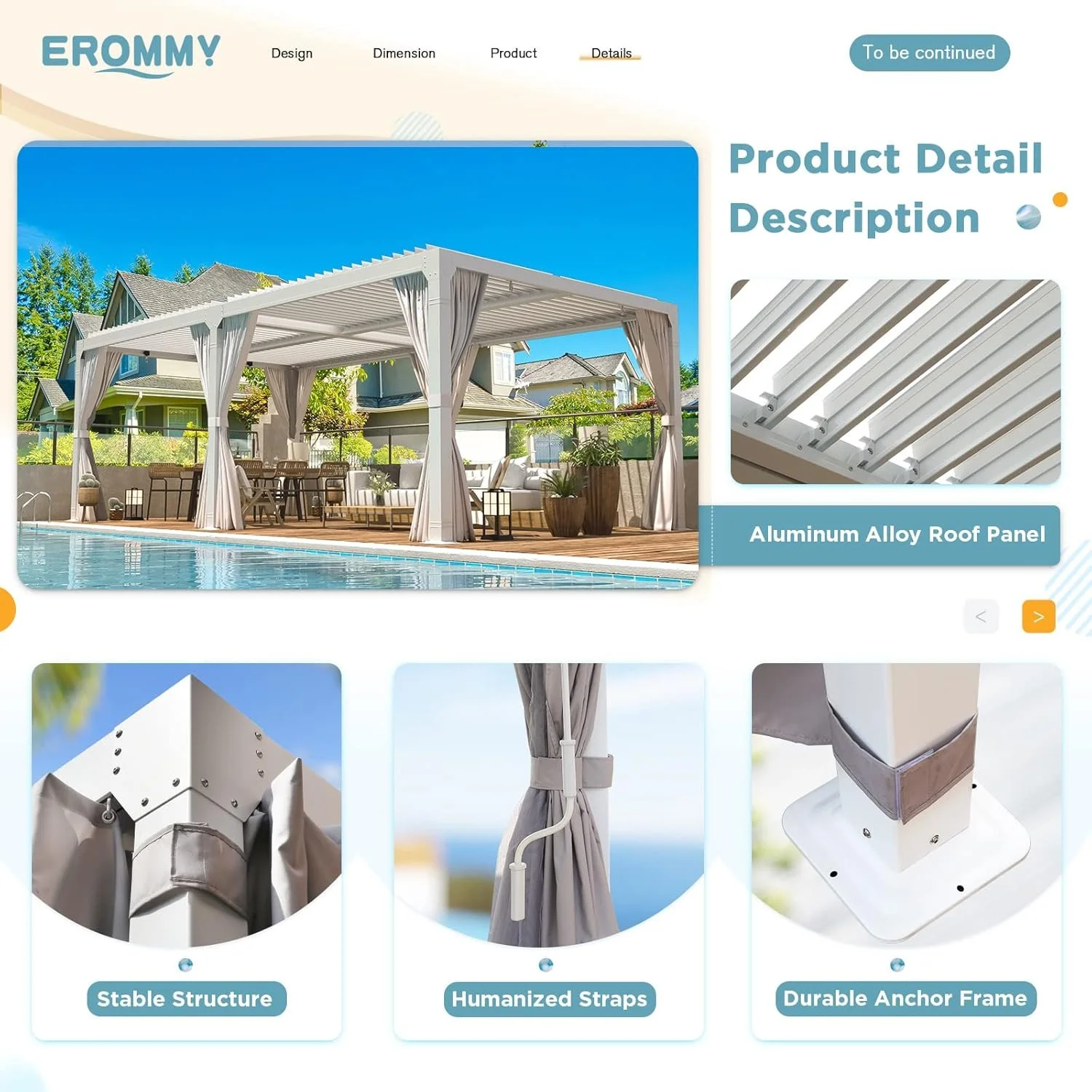 Outdoor Louvered Pergola Gazebo with Adjustable Aluminum Roof - Image 2