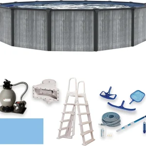 24 ft Round 52 Inch Deep Above Ground Steel Wall Swimming Pool