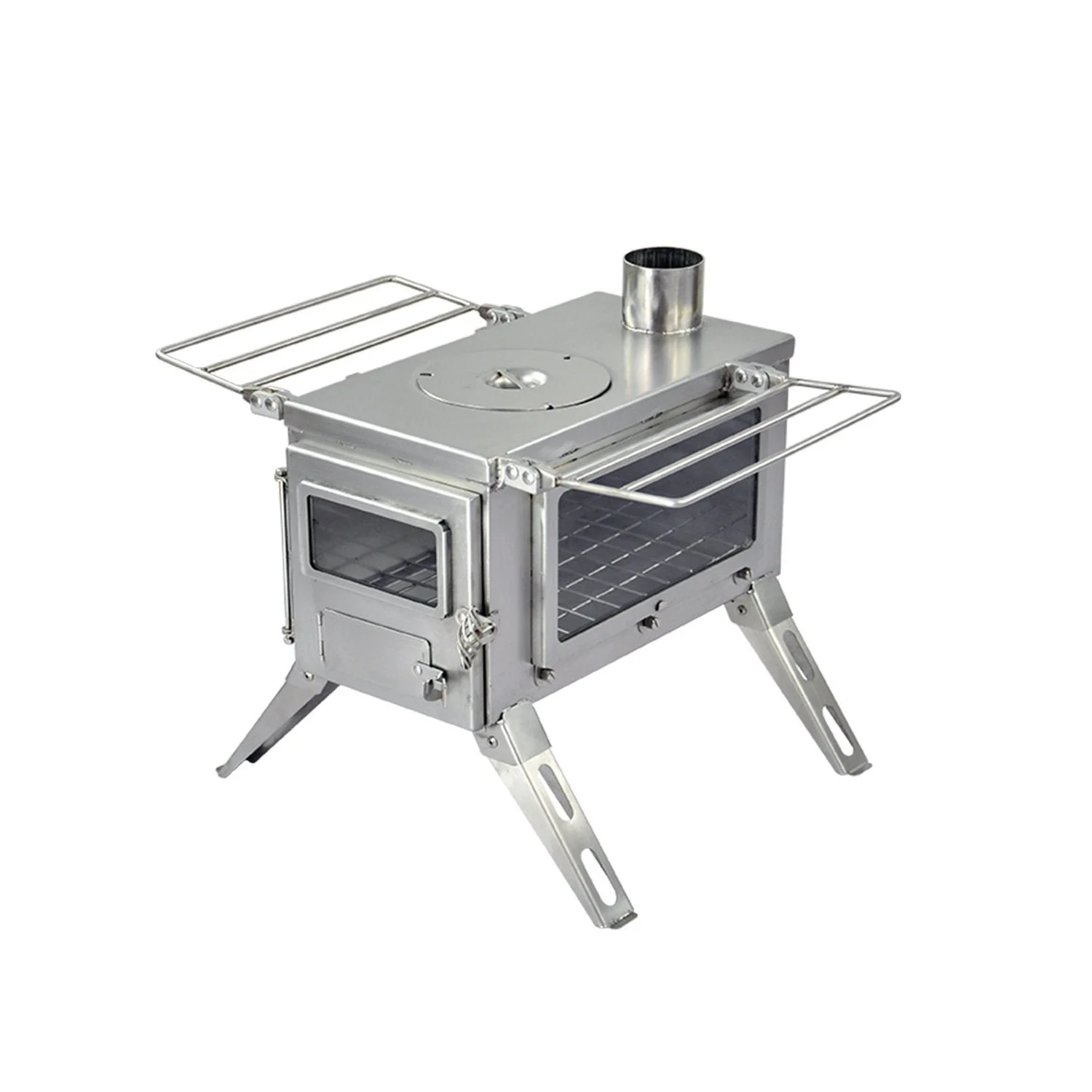 Portable Camping Wood Stove with Glass Window